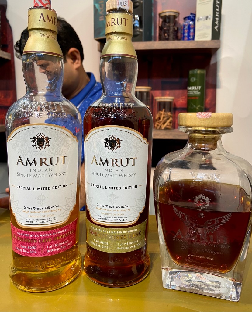 Amrut ex-fût de bourbon, Amrut ex-fût de Sauternes et Amrut 12 ans