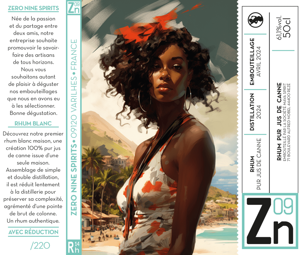 Zero Nine Spirits – Rh14 Pur Jus de Canne Blanc – 61.1 %